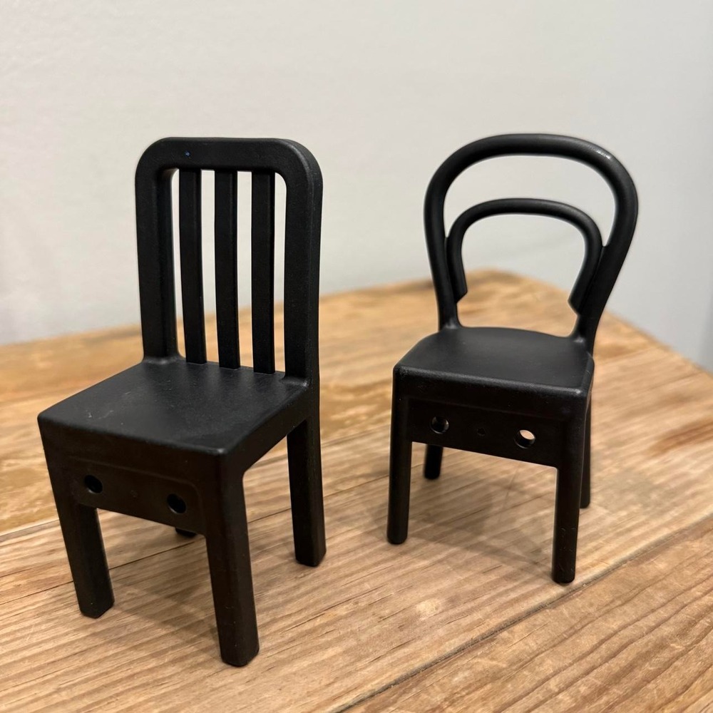 Set of 2 IKEA FJANTIG Miniature Chair Wall Towel Hooks Black Kids Playroom Decor